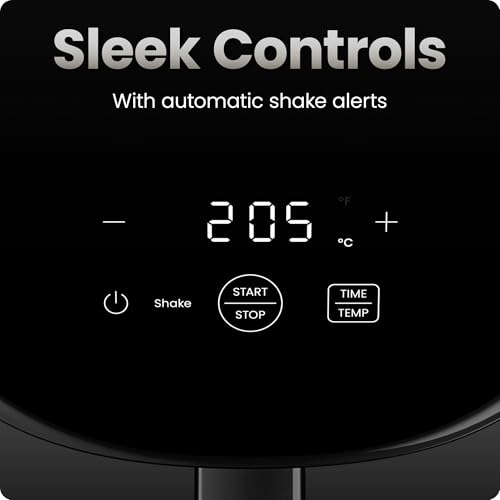 Chefman 2L Mini Air Fryer – Compact and Space-Saving Air Fryer, PFAS-Free Nonstick Basket, Quick & Easy Meals in Minutes, Perfect for Flats and Dorms, Digital Timer and Shake Reminders – Black