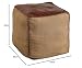 invicta INTERIOR Retro Sitzpouf Mustang 53cm Lederbezug mit Leinen Sitzwürfel Pouf Sitzhocker