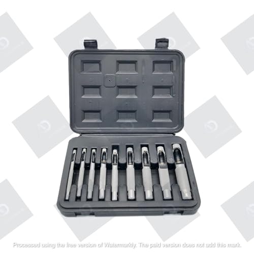 Image of A.D. International 9-Piece Leather Hole Punch Set for Watch Bands, Belts, and DIY Leather Crafting - Round Hollow Cutting Tools for Precision Work