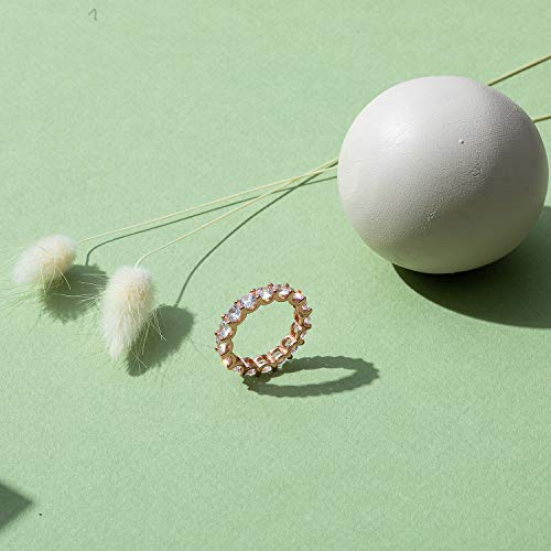 PAVOI 14K Gold Plated Cubic Zirconia Love Rings - 4mm Stackable for Women3