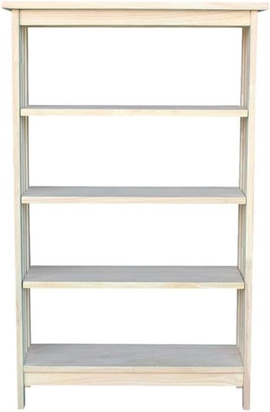 BOWERY HILL Contemporary 4-Shelf Wood Bookcase, 48 in Height, Parawood, Unfinished, 30 in Wide, Adjustable Shelves, DIY Friendly, Indoor Office or Home Storage