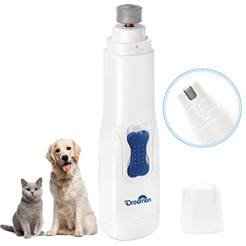 Dreamon Dog Electric Nail File Grinders, Pet Nail Trimmer Low Noise, Long Working Time, for Small Medium Large Breed Dog and Cat