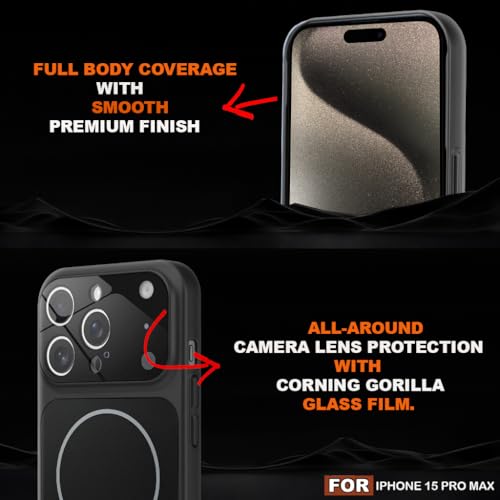 Image of SHINESTAR iPhone 15 Pro Max Case - Premium Shockproof Protective Cover, Wireless Charging Compatible, Slim & Durable Luxury Back Cover with Camera Protection (Black)