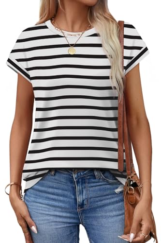 Image of Alaroo Womens Summer Tops Short Sleeve Shirts Crew Neck Cute Trendy Tunic Blouses (S-3XL)