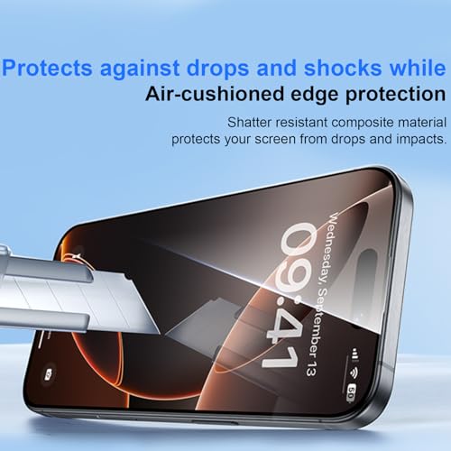 Image of OneFish Full Edge Coverage Tempered Glass Screen Protector for IPhone 15 /IPhone 14 Pro 6.1 inch, 2 Pack Edge Reinforcement, Self-Aligning Installation, Case Friendly HD Screen Protectors