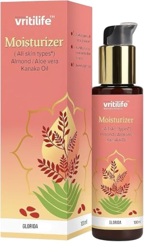 Image of Vritilife Facial Moisturizer with Almond, Aloe Vera and Kanaka Oil for All Skin Types, 100ml