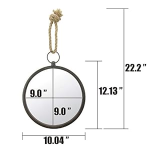 Stonebriar Round 10" Brown Metal Accent Wall Mirror with Rope Hanging Loop, Decorative Rustic Decor for the Living Room, Bedroom, Hallway, and Entryway Stonebriar Round 10 Brown Metal Accent Wall Mirror with Rope Hanging Loop Decorative Rustic Decor for the Living Room Bedroom Hallway and Entryway