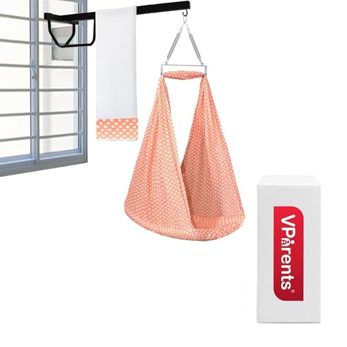Image of Vparents Sleeping Essentials with Mosquito Net & Spring with Window Stand, Polka Dots (Peach)