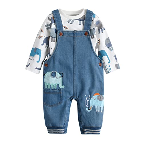 Image of LvYinLi Cute Baby Boy Clothes Suit Toddler Boys' Striped long Sleeve T-Shirt+Denim Overalls Jumpsuit Pants Outfits Sets