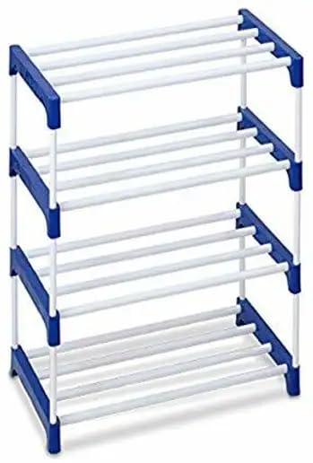 Multipurpose Storage Rack | Shoe Organizer | Kitchen Bathroom Shelf | Space Saving Plastic & Metal Stand for Home, Office & Bedroom Blue 4 Tier-image-21