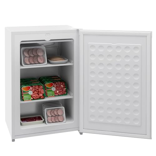 HOMCOM Upright Freezer, 3.0 Cubic Feet Compact Mini Freezer with Reversible Single Door and Adjustable Thermostat, Small freezer for Home, Dorm, Apartment, Home Office, Silver