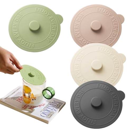 WeddHuis 4 Piezas de Tapas de Silicona para Taza Cubierta de Vidrio como Protección contra Insectos Tapas de Silicona para Taza Jarra de Cerveza 10cm