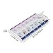 HRX Package Large Weekly Pill Organizer Vitamin Holder with Push Button, Easy Open 7 Day AM/PM Medicine Dispenser Box with 14 Compartments (Blue and Purple)
