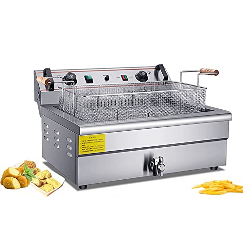 CFYP Fritteuse mit Korb & Deckel, 220V Elektrische Fritteuse Edelstahl Aufsatz Ölfritteuse, für Den Gewerblichen…