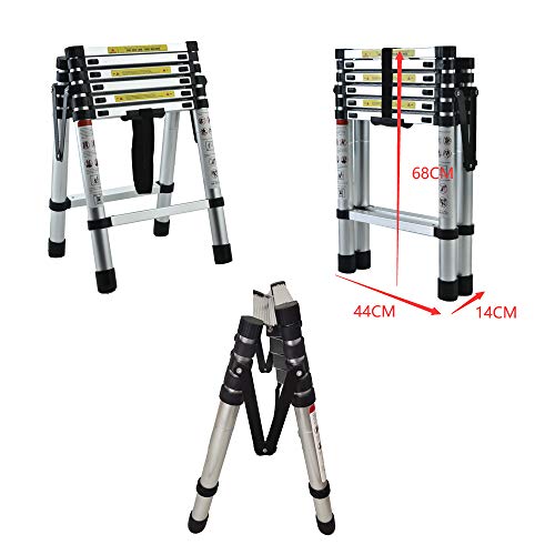 Telescopic Ladder 5+6 Step Aluminum Telescoping Collapsible Ladder, A-Frame Extension Ladder with Safety-Lock and Anti-Slip Pedal, Foldable Lightweight Ladders for Home DIY