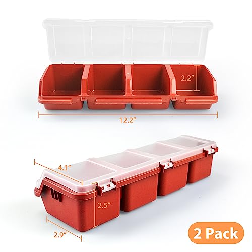 Screw Organizer Storage Bins, 2 Pack Stackable Bins with Lids, Divider Compartment Containers for Garage/Craft Tool Organizing, Tool Cart Cabinet Workbench Drawers Organization and Storage (Red) - Image 4