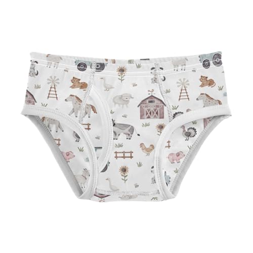 Boys' Exclusive Briefs Toddler Underwear 95% Combed Cotton Boxerbriefs 2T Farm Animal and Vehicle Pattern 33