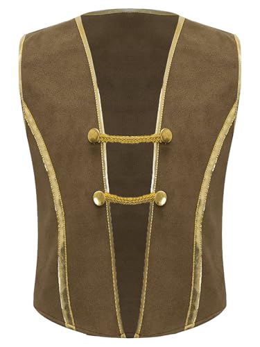 Hansber Kids Boys Medieval Pirate Shirts Renaissance Vintage Waistcoat Tops Vest for Halloween Party3