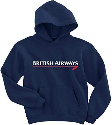 Naughtees clothing British Airways hoodie top medium navy blue standard fit T-shirt