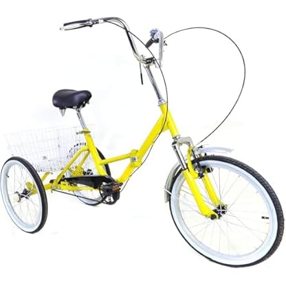 20-Zoll-Dreirad faltbar mit Einkaufskorb Single-Speed-Einfachbedienung Dreirad für Erwachsene Dreirad für ältere Menschen