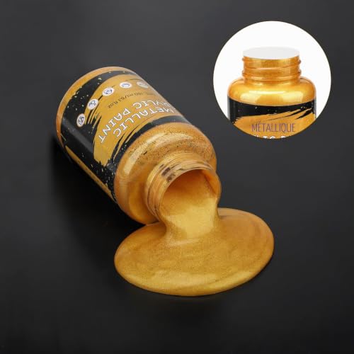 Teokantz Peinture Acrylique Or Métallisée 300ml, Peinture Dorée, Brillant Peinture Dorée Tout Support de Surfaces- Bricolage, Toile, Meuble, Bois, Argile, Pierre, Verre – vue 4