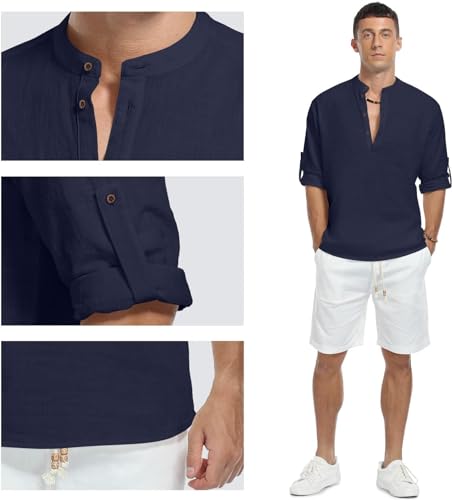 Image of Zombom Men's Kurta || Chinese Collar Long Sleeves || Straight Hip Length Kurtas || Short Kurta for Men || for Festival || Function || Occasion Wear Fancy Kurta for || Best Gifts for Men's