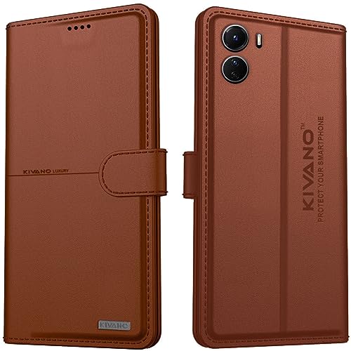 Image of KIVANO Compatible with Vivo T2x 5G / Vivo Y56 5G / Vivo Y16 Flip Cover | Leather Finish | Inside Pockets & Inbuilt Stand | Shockproof Wallet Style Magnetic Closure Back Cover Case