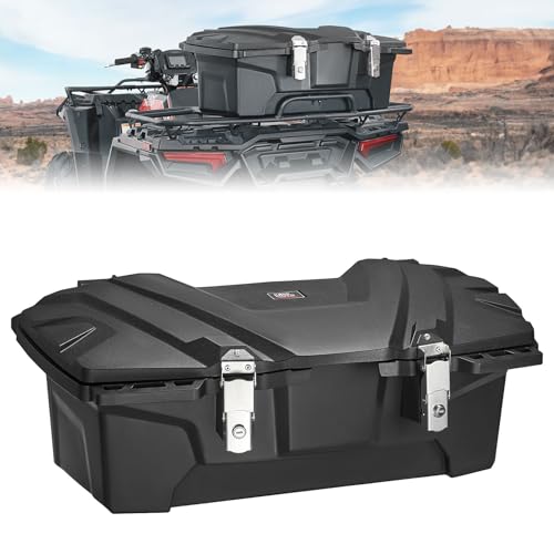 KEMIMOTO 40L ATV Rear Storage Box, ATV Cargo Box with Stainless Steel Locks (Requires 0.75-1 Inch Round Tube Racks), Compatible with Polaris Grizzly Kawasaki Fourtrax Most ATVs # 2883258 2633208-070