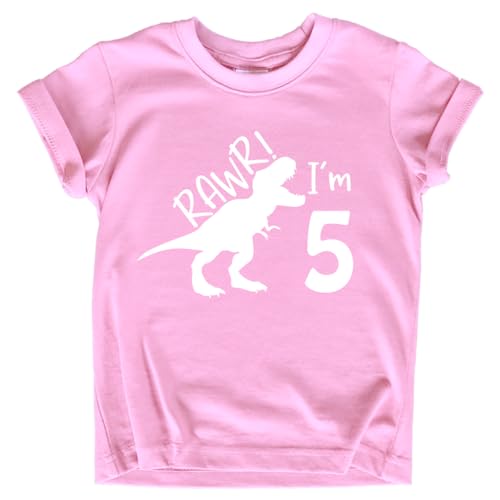 Image of rawr im 5 Year Old Girl Birthday Shirt Dinosaur Roar Five 5th Toddler Outfit Fifth