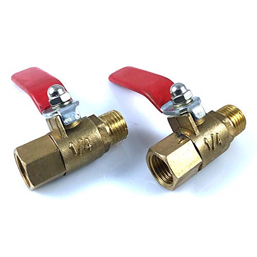 HMTE Accesorios de tubería, válvula de Bola de 1/4 Pulgadas, Material de latón, Macho a Hembra, Adaptador de acoplador de Grifo de Agua y Aire, Conector de Rosca con Mango