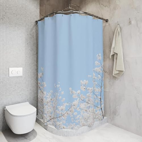 Rideau de douche de qualité supérieure style ferme chic bleu doux - 4