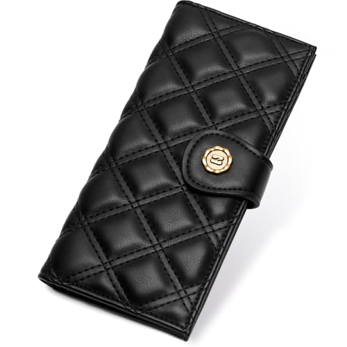 cakang Slim Wallet Women Soft Leather RFID Blocking Credit Card Holder wallet Thin womens Wallet Zipper Coin Pocket Black