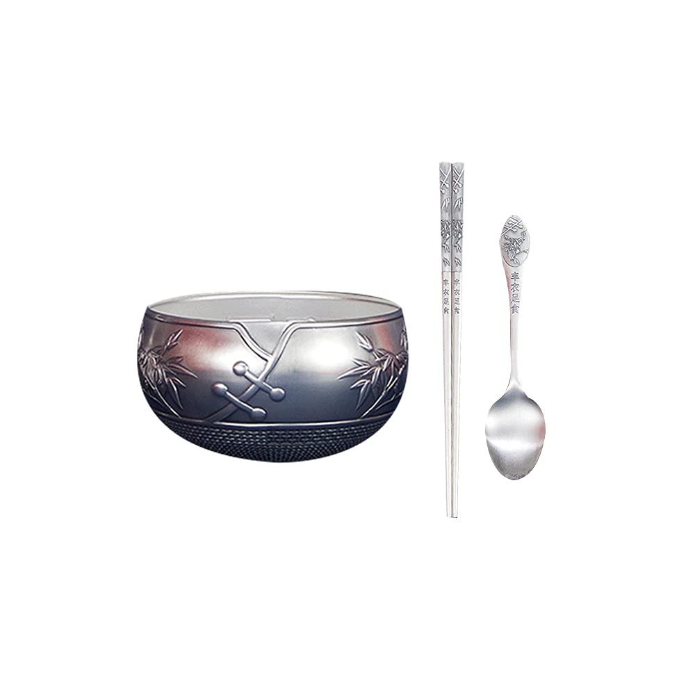 Bol de céréales en Argent Sterling, Bol à Soupe, Bol à Riz à Nouilles, Bol à Fruits de Dessert Salade, Convient en Cadeau, Ensemble de Trois pièces