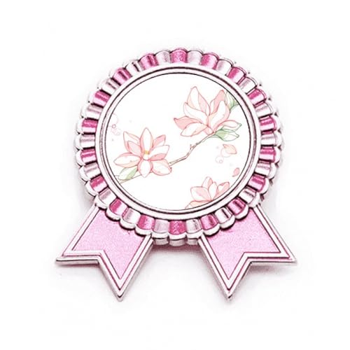 Broche fleur de pêcher rose aquarelle taille M bijou de veste femme en métal