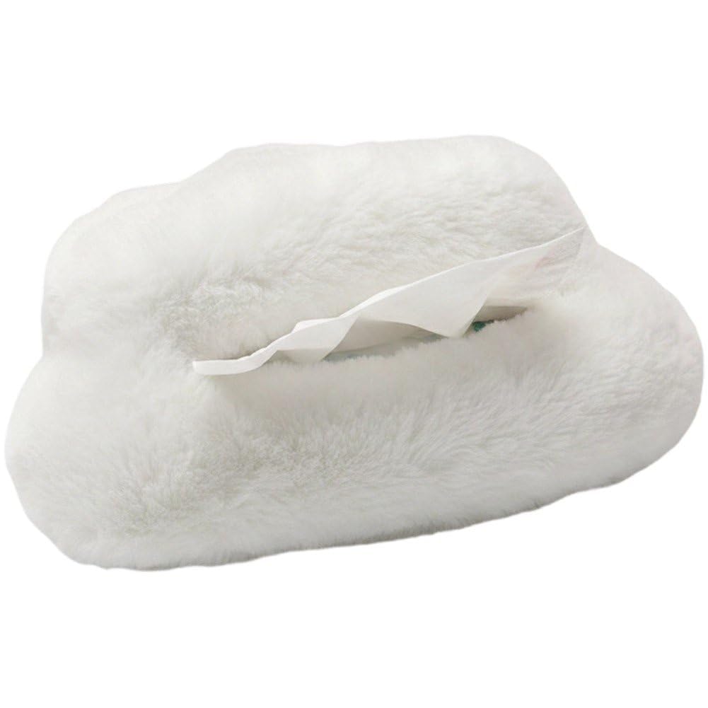 Car Plush Cloud Tissue Box Cover for Ford Tourneo, Custom, Courier, Capri, PUMA, Gen-E, Explorer EV 2024-2025, Suction Cup Napkin Holder Cute Fluffy Paper Dispenser Plush Car Interior Accessories