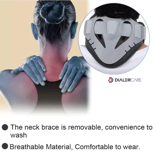 Image of DIALDRCARE plastic Neck Correction Adjustable Cervical Collar for Neck & Shoulder Pain Relief (Grey)