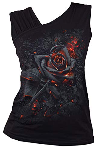 Spiral - Burnt Rose - Gathered Shoulder Slant Vest Black2