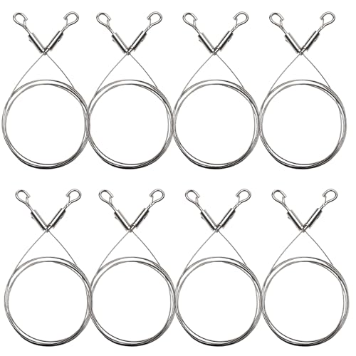 Image of 8Pcs 6.6FT Adjustable Heavy Duty Picture Hanging Wire, Double Carabiners Stainless Steel Wire Rope Hooks for Hanging Art Projects Mirrors Paintings Mirrors Lamps & More Holds Up to 66lbs