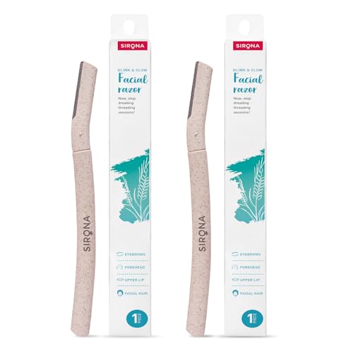 Image of Sirona Reusable Blink & Glow Face Razor for Women - Pack of 2 | Painless Facial Hair Removal | Eyebrow Shaper, Upper Lip, Forehead, Peach Fuzz, Chin, Sideburns & Dermaplaning Tool