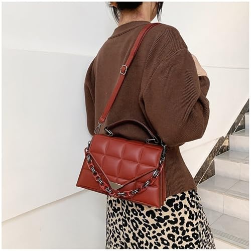 Small Quilted PU Leather Crossbody Bag for Women Quilted Purse Cresent Shoulder Bags Rhombus Pattern Handbags2