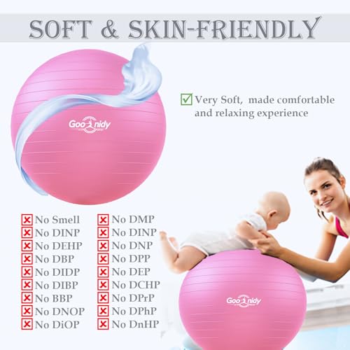 Image of Soft Exercise Ball, Yoga Pregnancy Ball Chair, Pilates Equipment with Pump | Anti-Burst Supports 2200lb for Workout Medicine Birthing Physical Therapy Stability Excersing Birth Swiss Fitness Gym