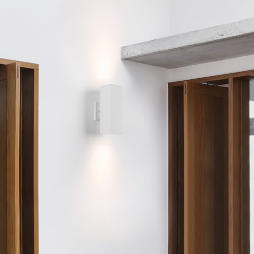 Image of mirrea 12 inch Modern Outdoor Porch Light in 2 Lights, Matte White, 2 Pack