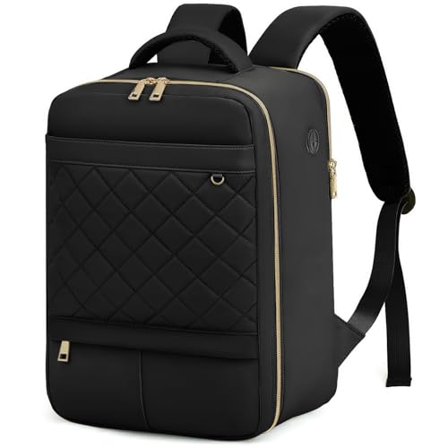 Yankony Mochila Viaje Cabina Avion 40x20x25 para Ryanair Travel Backpack con Compartimiento para Portátil de 14 Pulgadas 20L Equipaje de Mano para Debajo del Asiento Mujer, Negro