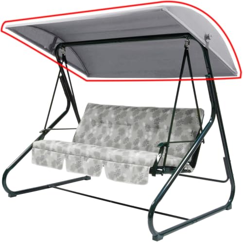 WingFly Replacement B&Q Colorado 3 Seater Garden Swing Hammock Canopy Top Cover Only For Swing Garden Hammock Upgrade (194 X 124CM GREY)