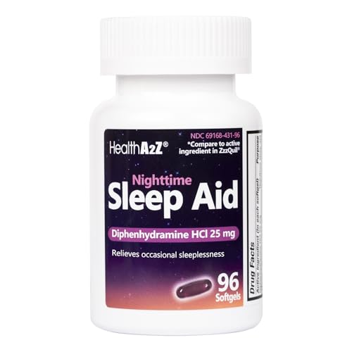 healtha2z sleep aid diphenhydramine hcl 25mg softgels supports deeper restful sleeping non habit-forming 96 softgels