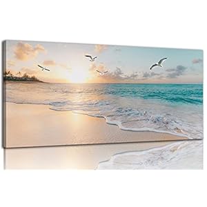 Beach Wall Art Decor for Living Room Ocean Canvas Picture for Wall Gold Sunset Painting for Bedroom Blue Seascape Theme Art Print for Bathroom Home Office Decoration Ready to Hang(20"×40") Beach Wall Art Decor for Living Room Ocean Canvas Picture for Wall Gold Sunset Painting for Bedroom Blue Seascape Theme Art Print for Bathroom Home Office Decoration Ready to Hang2040