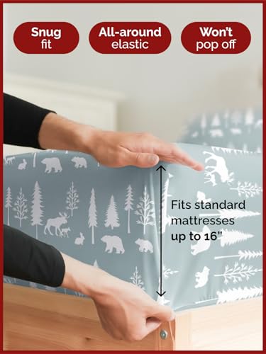 Twin XL Christmas Woodlands Sheet Set - Holiday Xmas Pattern Bedding Set - Deep Pockets - Snug Fit - 3 Piece - Wrinkle Free & Easy Care - Festive Winter - Holiday Sheets for Women, Men, Kids & Teens