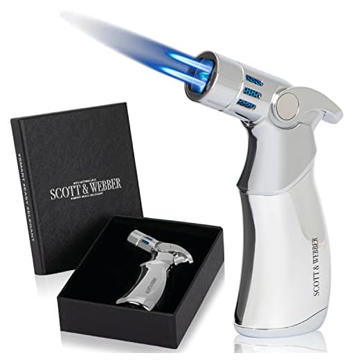 Scott & Webber® - Sturmfeuerzeug mit 4 Jetflammen - Nachfüllbares Feuerzeug, Gasfeuerzeug aus Metall einstellbar bis 1300°C