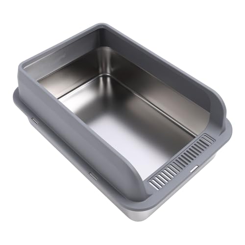 Arenero para gatos de acero inoxidable extra grande con tapa miniatura 5