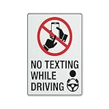 No Texting While Driving Sign - 12×8 Inch Grade Reflective Aluminum Sign Weather, Waterproof, Easy to Mount